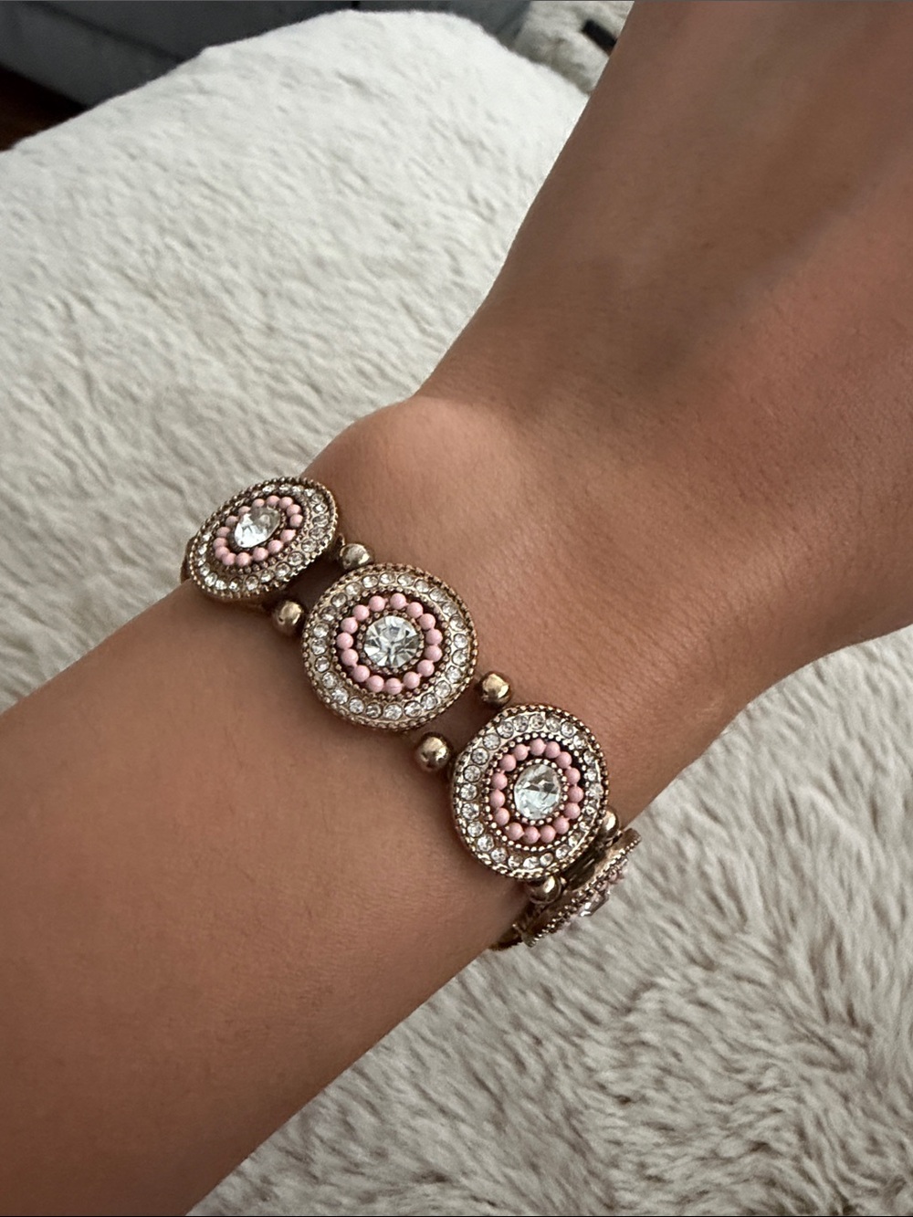 Circle Statement Bracelet - Pink and Silver